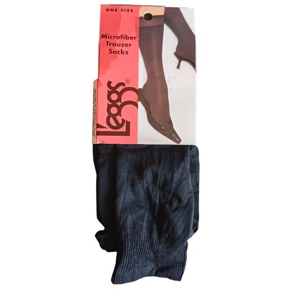 Women's NEW Leggs Microfiber Trouser Socks One Size Black Made In USA - Picture 1 of 3